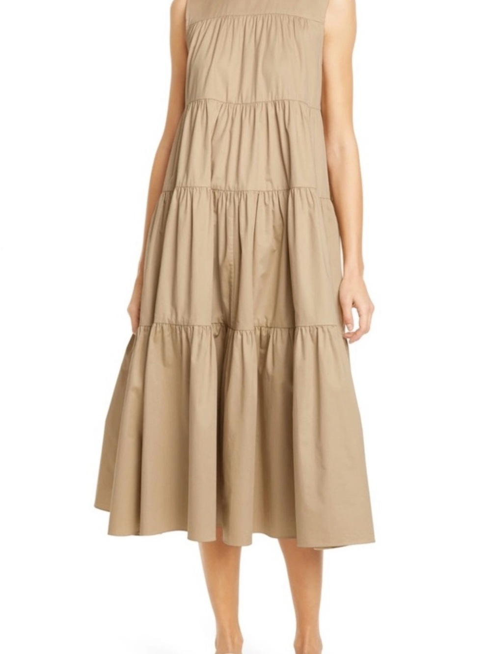 Sleeveless tiered midi dress